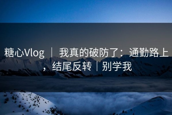 糖心Vlog ｜ 我真的破防了：通勤路上，结尾反转｜别学我