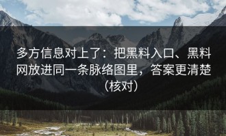 多方信息对上了：把黑料入口、黑料网放进同一条脉络图里，答案更清楚（核对）