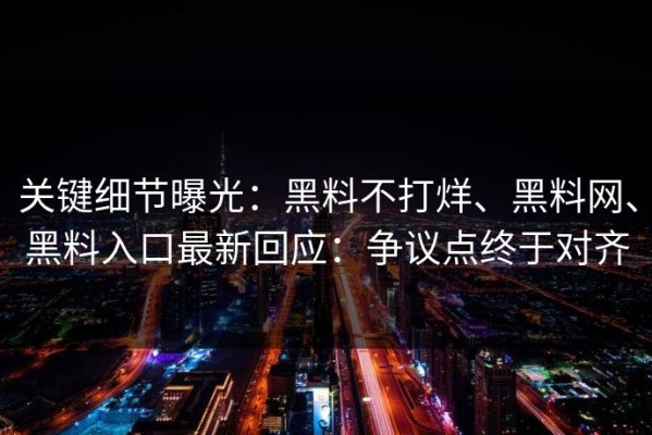 关键细节曝光：黑料不打烊、黑料网、黑料入口最新回应：争议点终于对齐
