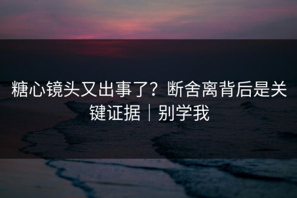 糖心镜头又出事了？断舍离背后是关键证据｜别学我
