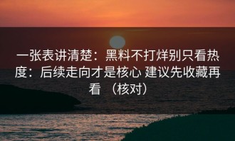 一张表讲清楚：黑料不打烊别只看热度：后续走向才是核心 建议先收藏再看 （核对）