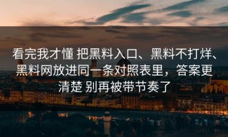 看完我才懂 把黑料入口、黑料不打烊、黑料网放进同一条对照表里，答案更清楚 别再被带节奏了