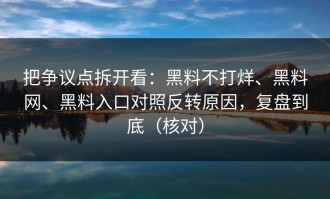 把争议点拆开看：黑料不打烊、黑料网、黑料入口对照反转原因，复盘到底（核对）