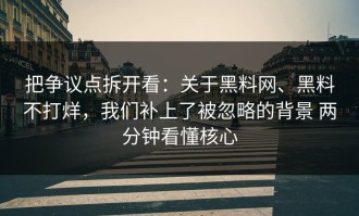 把争议点拆开看：关于黑料网、黑料不打烊，我们补上了被忽略的背景 两分钟看懂核心