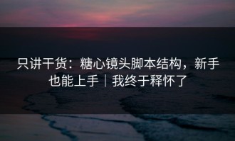 只讲干货：糖心镜头脚本结构，新手也能上手｜我终于释怀了