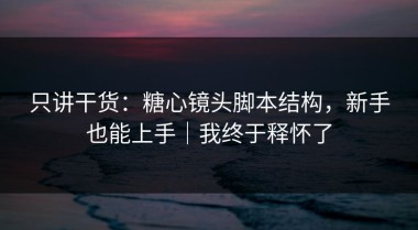 只讲干货：糖心镜头脚本结构，新手也能上手｜我终于释怀了