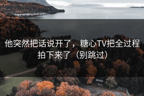 他突然把话说开了，糖心TV把全过程拍下来了（别跳过）