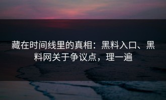 藏在时间线里的真相：黑料入口、黑料网关于争议点，理一遍