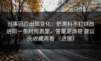 当事回应出现变化：把黑料不打烊放进同一条对照表里，答案更清楚 建议先收藏再看 （进展）
