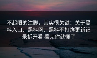 不起眼的注脚，其实很关键：关于黑料入口、黑料网、黑料不打烊更新记录拆开看 看完你就懂了