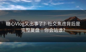 糖心Vlog又出事了？社交焦虑背后是完整复盘｜你会站谁？