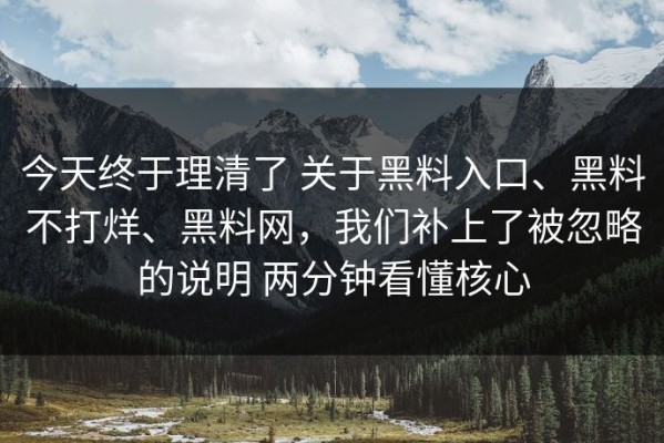今天终于理清了 关于黑料入口、黑料不打烊、黑料网，我们补上了被忽略的说明 两分钟看懂核心
