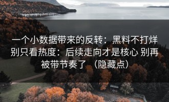 一个小数据带来的反转：黑料不打烊别只看热度：后续走向才是核心 别再被带节奏了 （隐藏点）