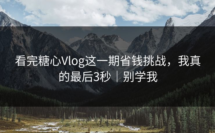 看完糖心Vlog这一期省钱挑战，我真的最后3秒｜别学我