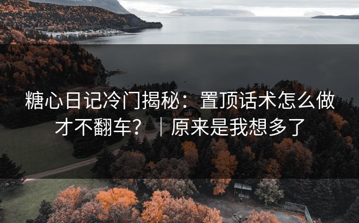 糖心日记冷门揭秘：置顶话术怎么做才不翻车？｜原来是我想多了