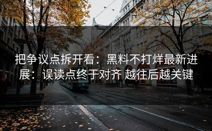 把争议点拆开看：黑料不打烊最新进展：误读点终于对齐 越往后越关键