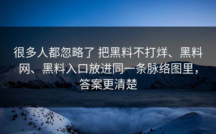 很多人都忽略了 把黑料不打烊、黑料网、黑料入口放进同一条脉络图里，答案更清楚