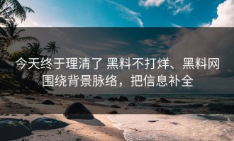 今天终于理清了 黑料不打烊、黑料网围绕背景脉络，把信息补全