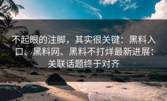 不起眼的注脚，其实很关键：黑料入口、黑料网、黑料不打烊最新进展：关联话题终于对齐