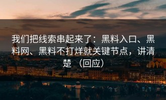 我们把线索串起来了：黑料入口、黑料网、黑料不打烊就关键节点，讲清楚 （回应）