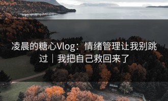 凌晨的糖心Vlog：情绪管理让我别跳过｜我把自己救回来了
