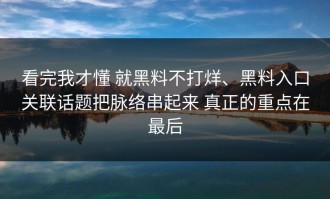 看完我才懂 就黑料不打烊、黑料入口关联话题把脉络串起来 真正的重点在最后