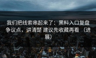 我们把线索串起来了：黑料入口复盘争议点，讲清楚 建议先收藏再看 （进展）