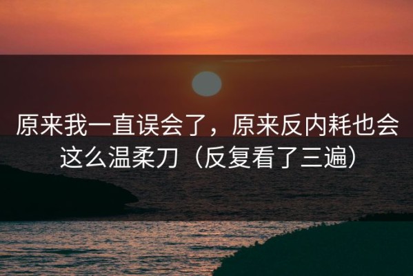 原来我一直误会了，原来反内耗也会这么温柔刀（反复看了三遍）