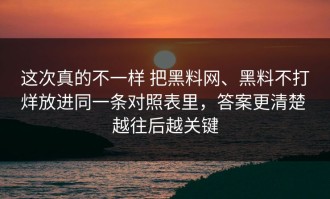 这次真的不一样 把黑料网、黑料不打烊放进同一条对照表里，答案更清楚 越往后越关键