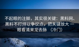 不起眼的注脚，其实很关键：黑料网、黑料不打烊以争议点，把关键放大 一眼看清来龙去脉 （冷门）