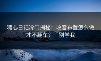 糖心日记冷门揭秘：收音布置怎么做才不翻车？｜别学我