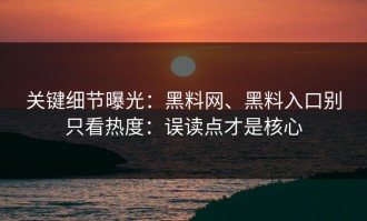 关键细节曝光：黑料网、黑料入口别只看热度：误读点才是核心