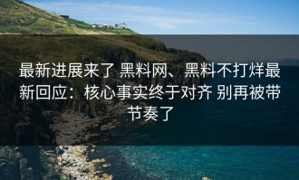 最新进展来了 黑料网、黑料不打烊最新回应：核心事实终于对齐 别再被带节奏了