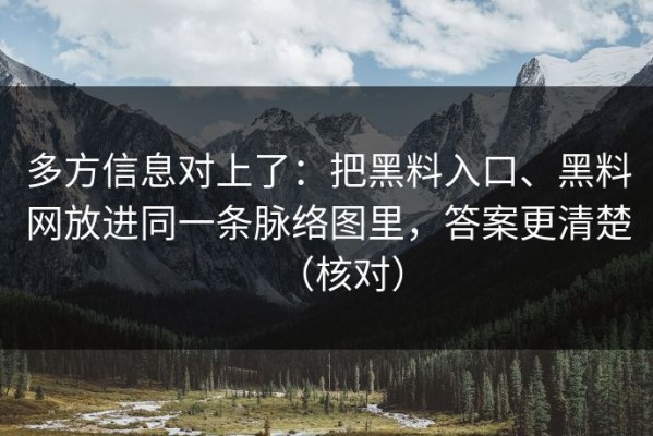 多方信息对上了：把黑料入口、黑料网放进同一条脉络图里，答案更清楚（核对）