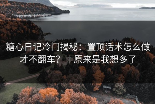 糖心日记冷门揭秘：置顶话术怎么做才不翻车？｜原来是我想多了