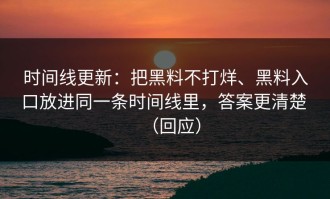 时间线更新：把黑料不打烊、黑料入口放进同一条时间线里，答案更清楚 （回应）
