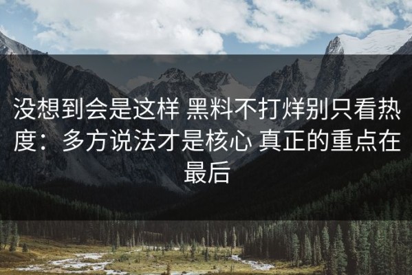 没想到会是这样 黑料不打烊别只看热度：多方说法才是核心 真正的重点在最后