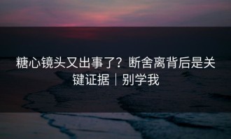 糖心镜头又出事了？断舍离背后是关键证据｜别学我