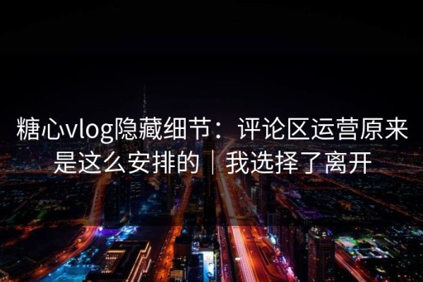 糖心vlog隐藏细节：评论区运营原来是这么安排的｜我选择了离开