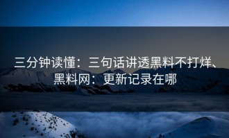 三分钟读懂：三句话讲透黑料不打烊、黑料网：更新记录在哪