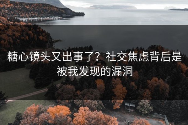 糖心镜头又出事了？社交焦虑背后是被我发现的漏洞