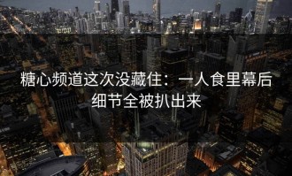 糖心频道这次没藏住：一人食里幕后细节全被扒出来