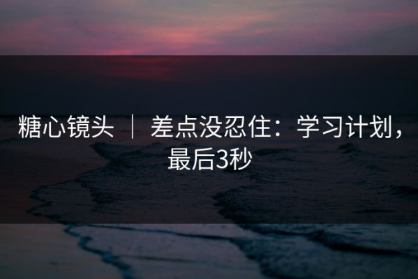 糖心镜头 ｜ 差点没忍住：学习计划，最后3秒