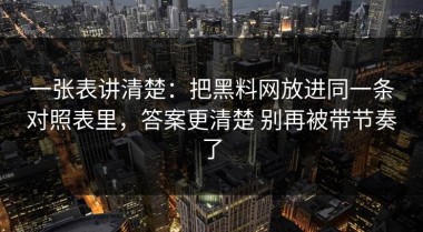 一张表讲清楚：把黑料网放进同一条对照表里，答案更清楚 别再被带节奏了
