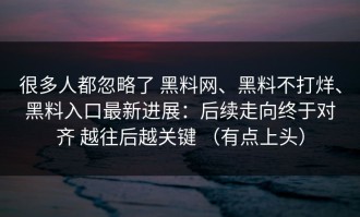 很多人都忽略了 黑料网、黑料不打烊、黑料入口最新进展：后续走向终于对齐 越往后越关键 （有点上头）