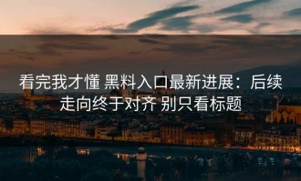 看完我才懂 黑料入口最新进展：后续走向终于对齐 别只看标题