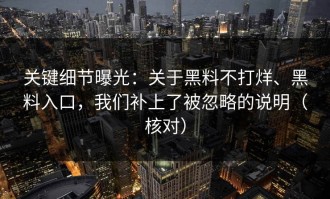 关键细节曝光：关于黑料不打烊、黑料入口，我们补上了被忽略的说明（核对）