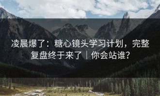 凌晨爆了：糖心镜头学习计划，完整复盘终于来了｜你会站谁？