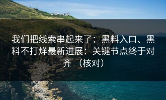我们把线索串起来了：黑料入口、黑料不打烊最新进展：关键节点终于对齐 （核对）