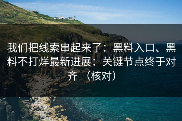 我们把线索串起来了：黑料入口、黑料不打烊最新进展：关键节点终于对齐 （核对）